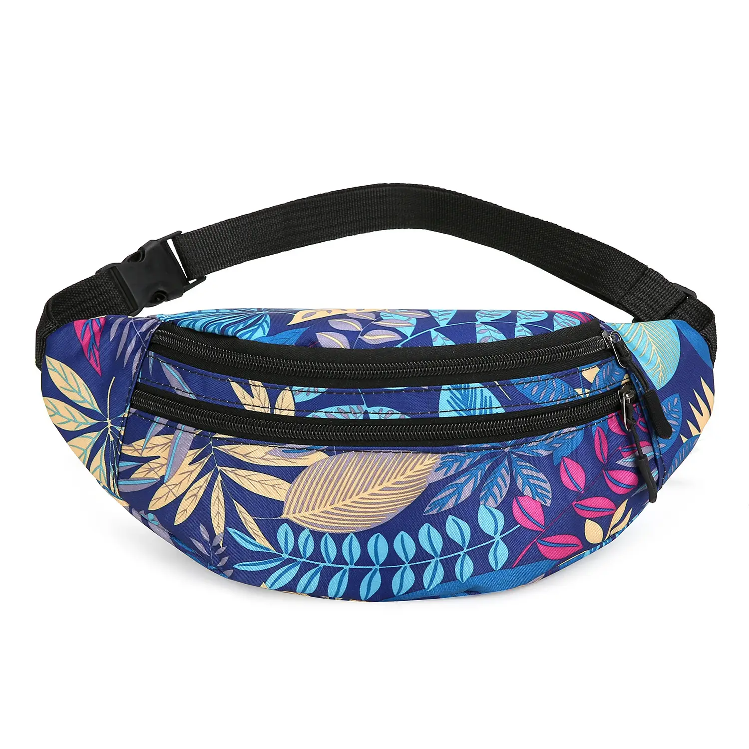 Outdoor Printed Mobile Phone Waist Bag Multi-compartment Double Zipper