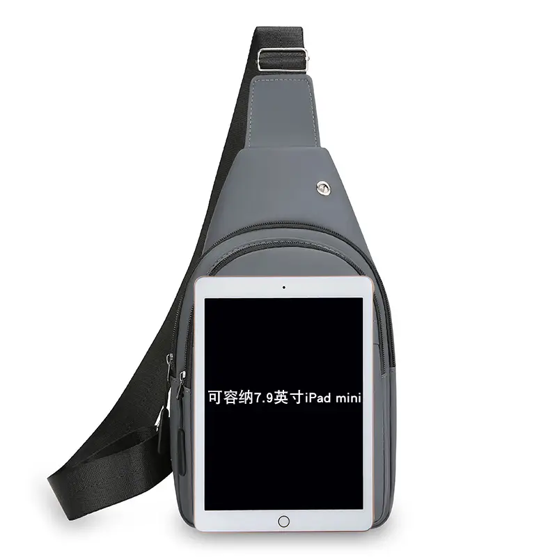 Men's Black Crossbody Chest Bag with Adjustable Strap - Image 5