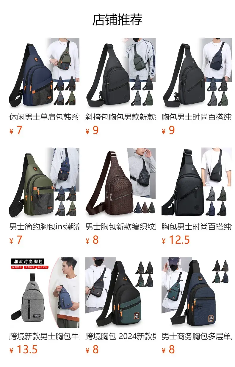 Men's Black Crossbody Chest Bag with Adjustable Strap — feature 1