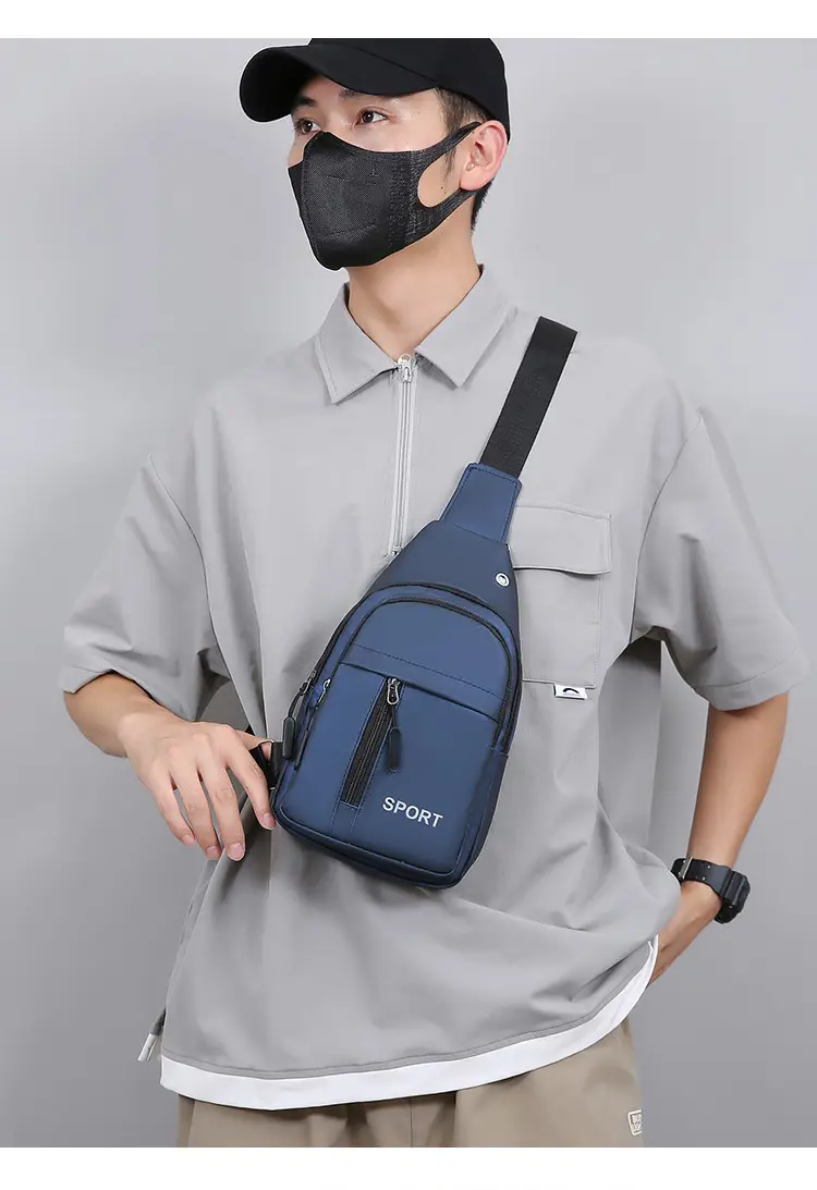 Men's Black Crossbody Chest Bag with Adjustable Strap — feature 12