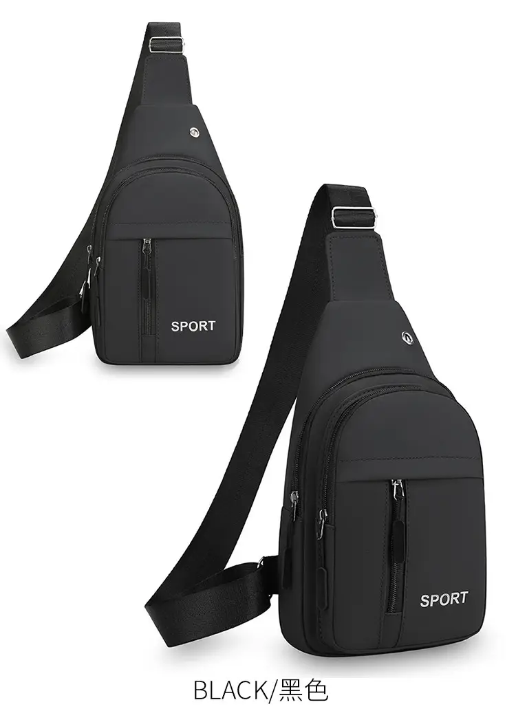 Men's Black Crossbody Chest Bag with Adjustable Strap — feature 21