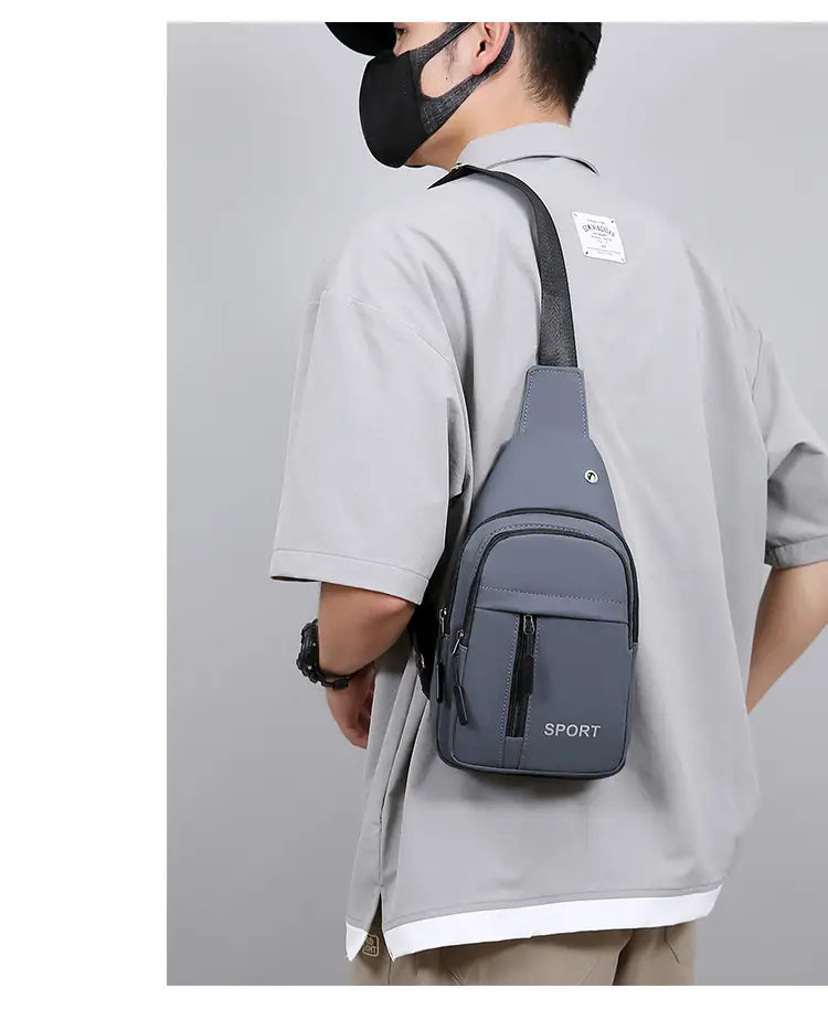 Men's Multifunctional Chest Bag Grey Sport Style — feature 15