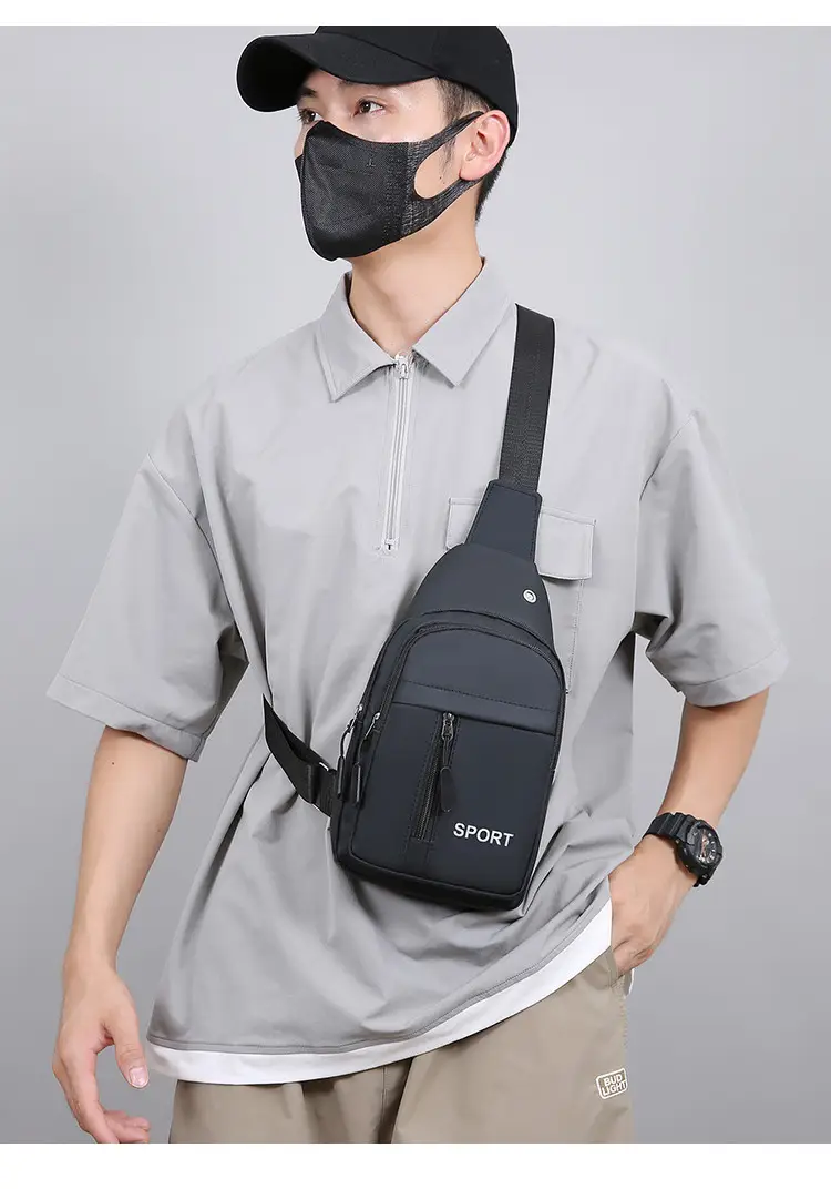 Men's Multifunctional Chest Bag Grey Sport Style — feature 16