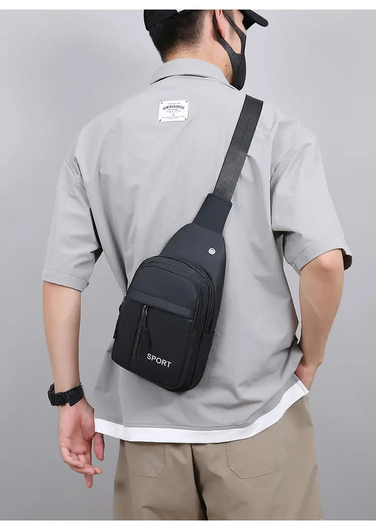 Men's Multifunctional Chest Bag Grey Sport Style — feature 17