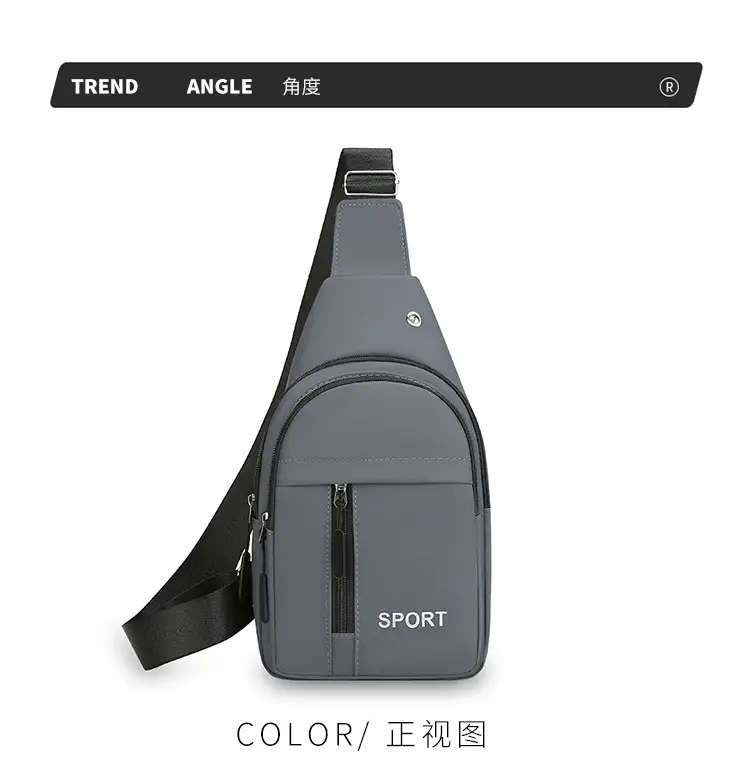 Men's Multifunctional Chest Bag Grey Sport Style — feature 21