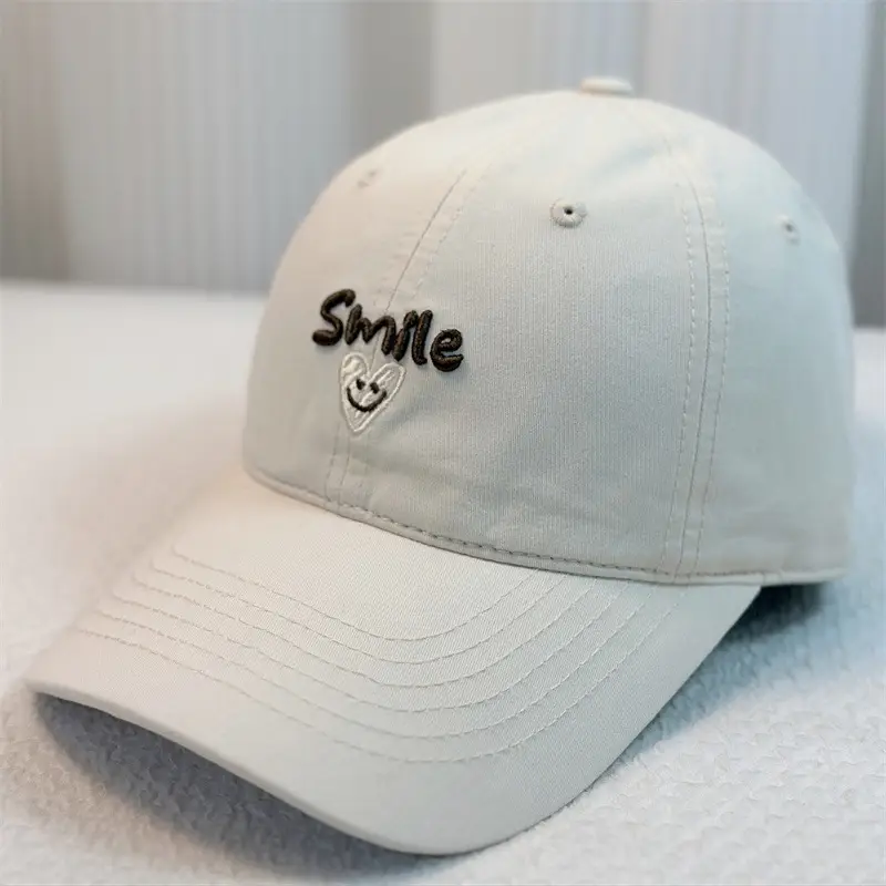 White Embroidered Baseball Cap for Women Spring Summer - Image 2