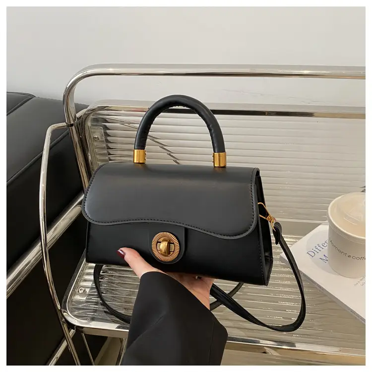 Women's Red Textured Shoulder Bag with Gold Clasp — feature 13
