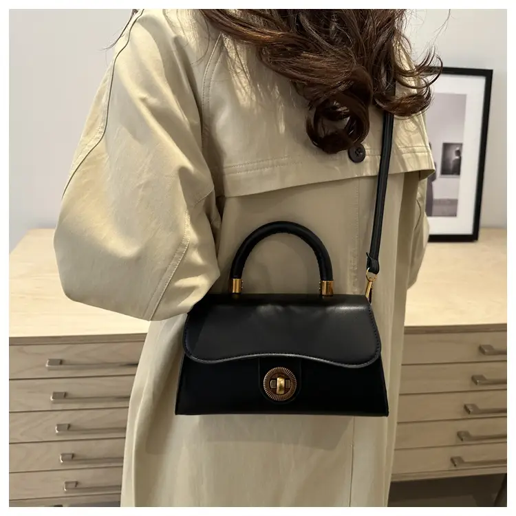 Women's Red Textured Shoulder Bag with Gold Clasp — feature 28