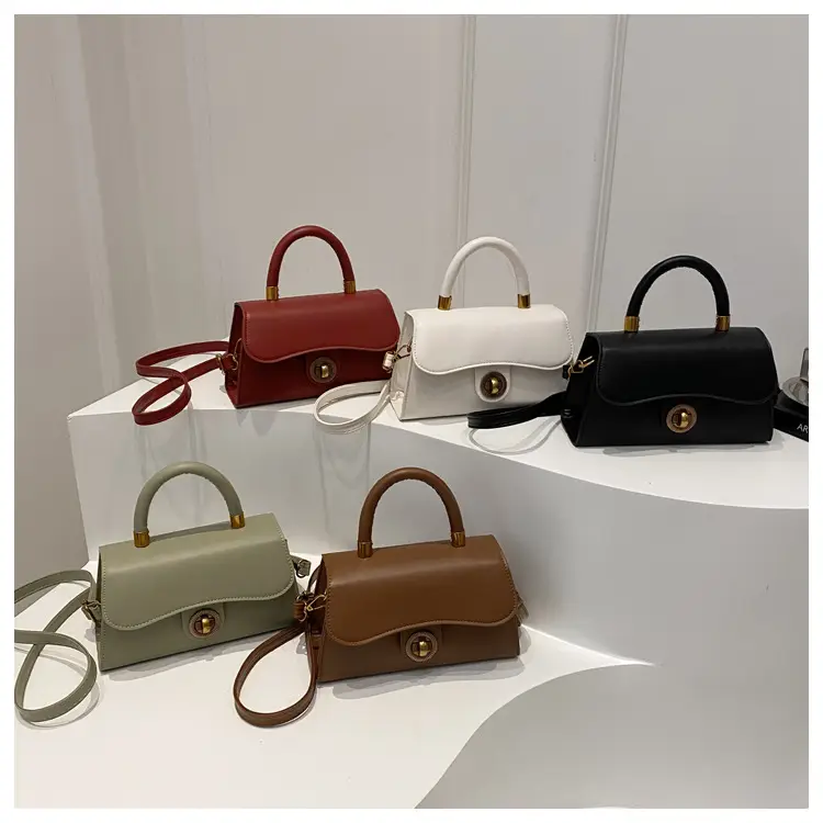 Women's Red Textured Shoulder Bag with Gold Clasp — feature 29