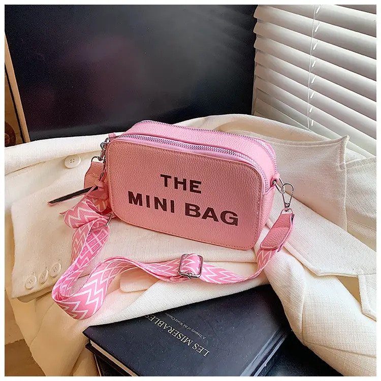 Pink Mini Crossbody Bag with Letter Print - Image 8