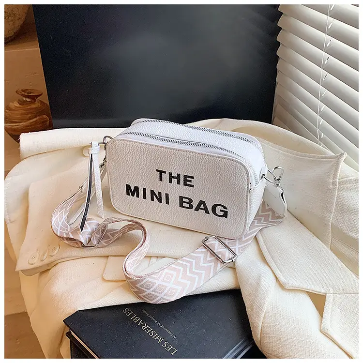 Pink Mini Crossbody Bag with Letter Print - Image 9