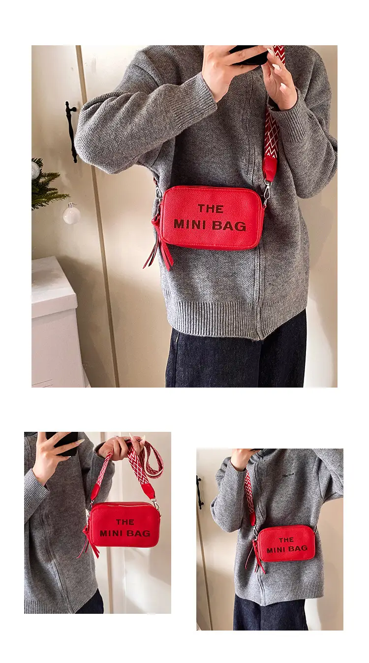 Pink Mini Crossbody Bag with Letter Print — feature 10