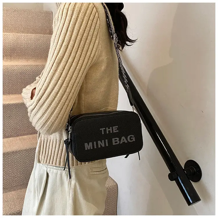 Pink Mini Crossbody Bag with Letter Print — feature 24