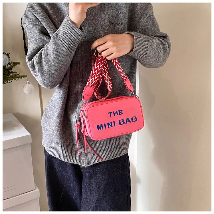 Pink Mini Crossbody Bag with Letter Print — feature 28
