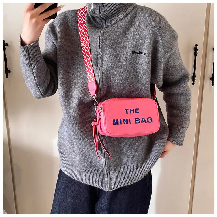 Pink Mini Crossbody Bag with Letter Print — feature 29