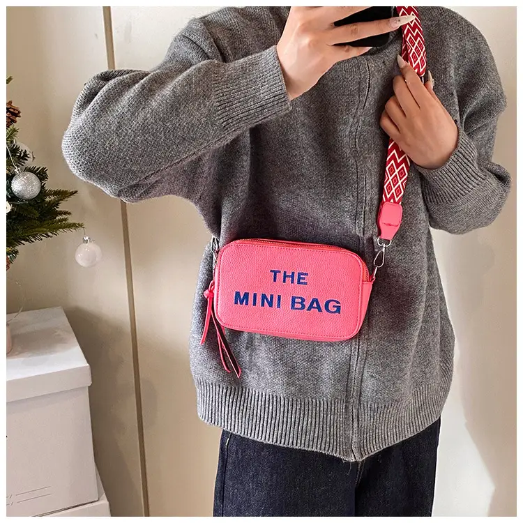 Pink Mini Crossbody Bag with Letter Print — feature 30
