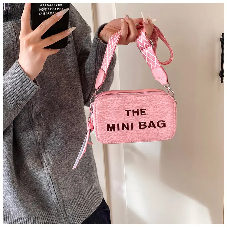Pink Mini Crossbody Bag with Letter Print — feature 40