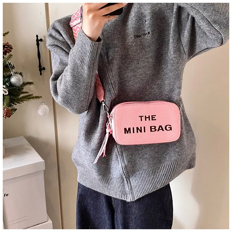 Pink Mini Crossbody Bag with Letter Print — feature 42