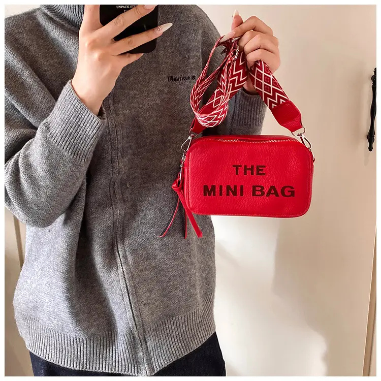 Pink Mini Crossbody Bag with Letter Print — feature 44