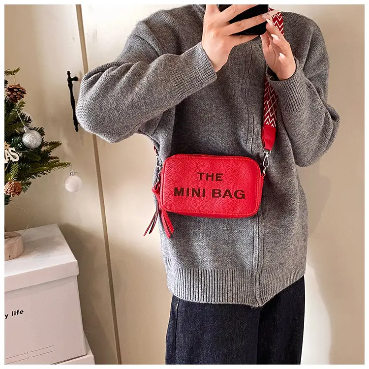 Pink Mini Crossbody Bag with Letter Print — feature 47