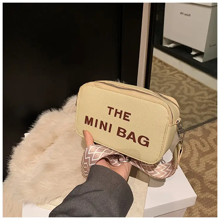 Pink Mini Crossbody Bag with Letter Print - Image 6