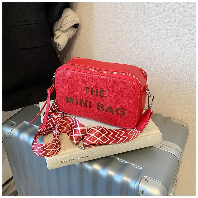 Pink Mini Crossbody Bag with Letter Print - Image 7
