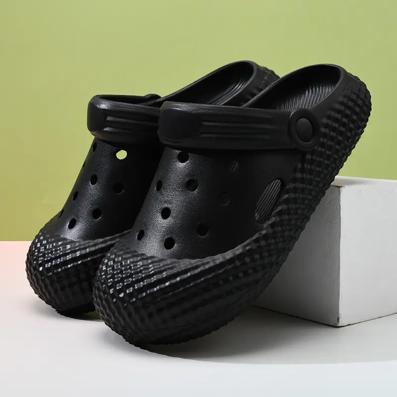 Hole Shoes Women's Summer Wearing Heightened Non-slip Baotou Thick Bottom Eva Deodorant Breathable Beach Wear-resistant Men's Slippers