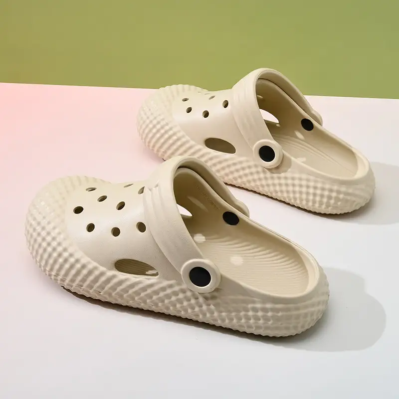 Hole Shoes Women's Summer Wearing Heightened Non-slip Baotou Thick Bottom Eva Deodorant Breathable Beach Wear-resistant Men's Slippers