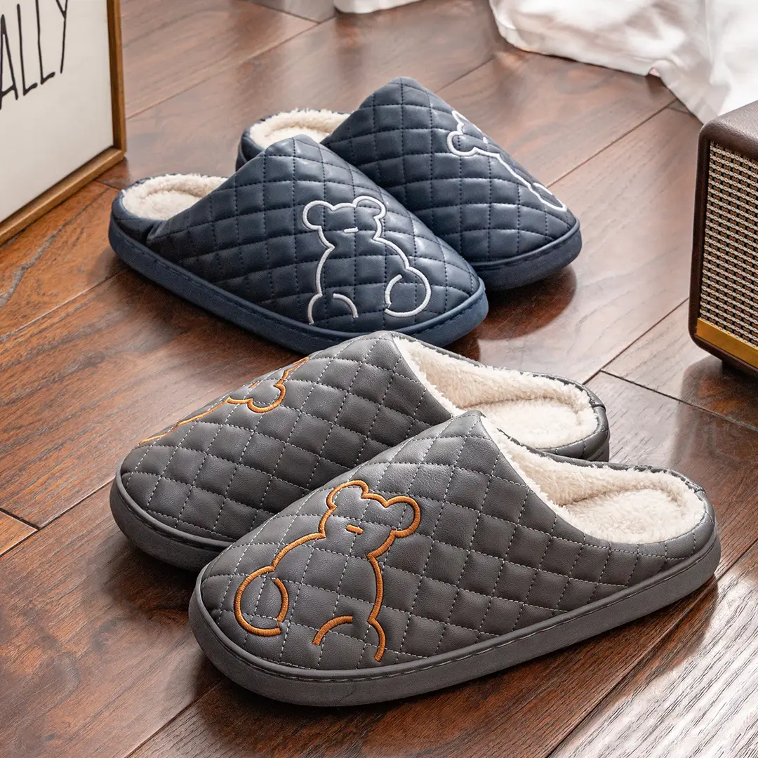 Cotton Slippers for Men in Autumn and Winter Waterproof and Non-Slip Indoor Home Baotou Half Fur Slippers for Women Simple Outer Wear Thick Soles - Image 9