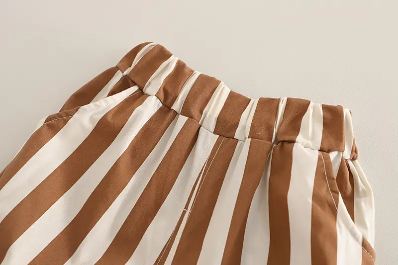 Boys T-shirt Shorts Set Summer 2025 Cotton Beige Brown — feature 11