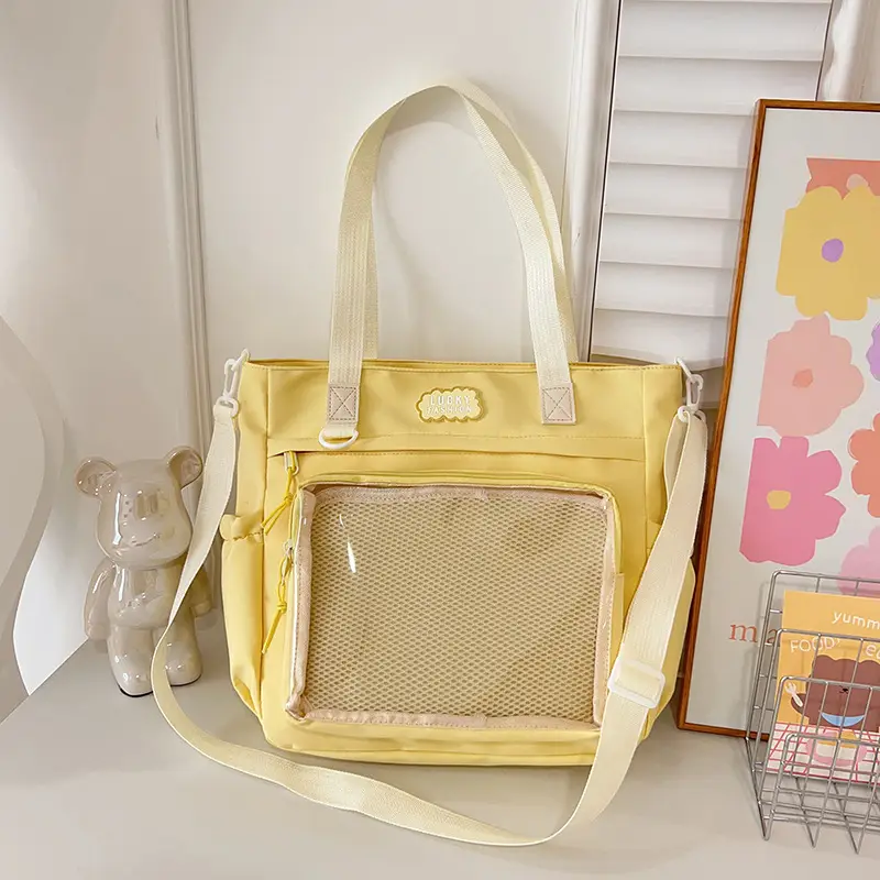 Soft Yellow Mesh Shoulder Bag for Women