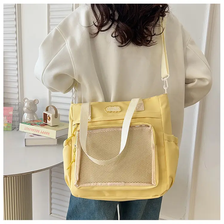 Soft Yellow Mesh Shoulder Bag for Women — feature 14