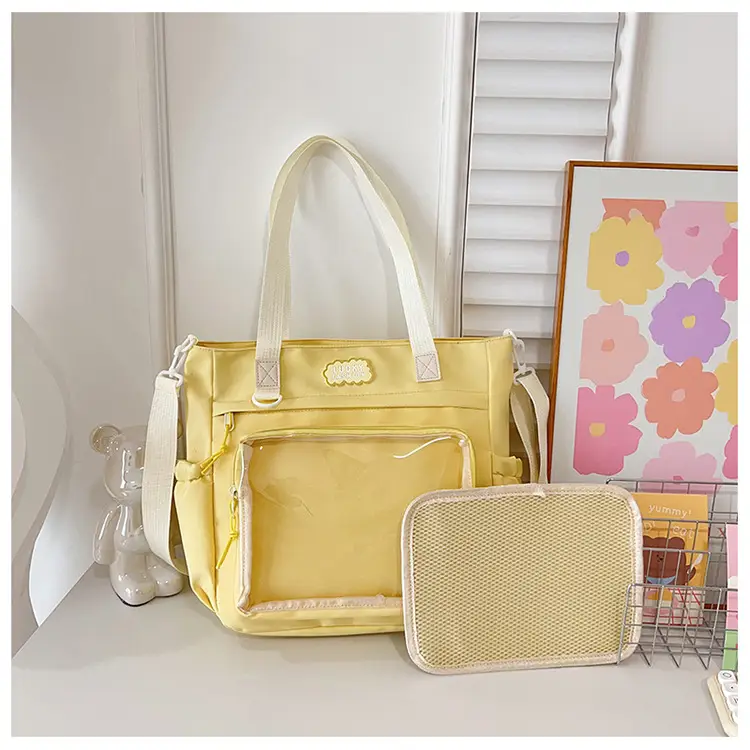 Soft Yellow Mesh Shoulder Bag for Women — feature 22