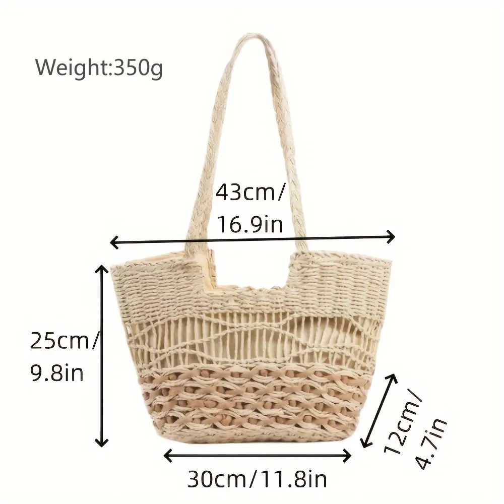 Cross-Country Straw Woven Shoulder Bag with Bow — feature 2