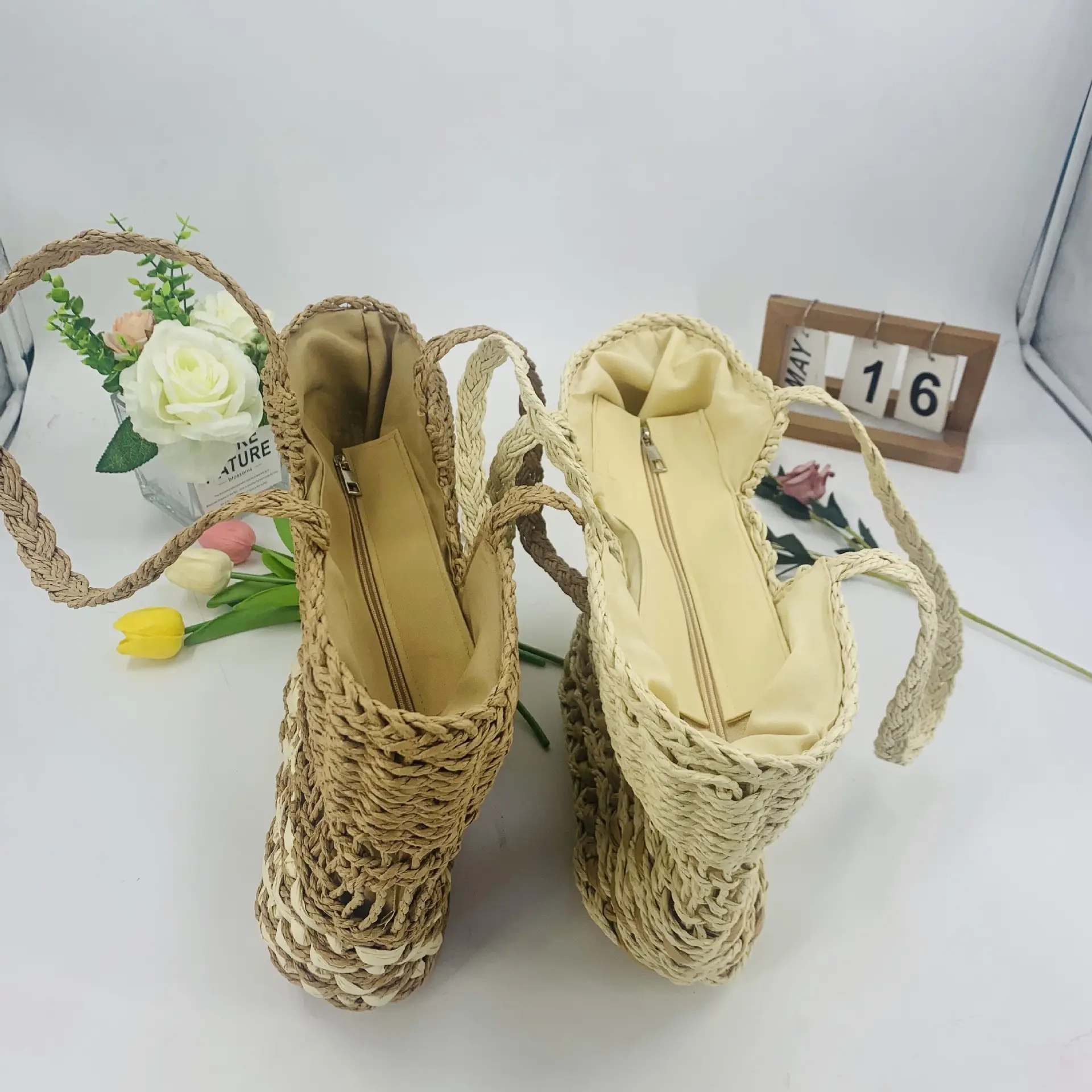 Cross-Country Straw Woven Shoulder Bag with Bow — feature 6