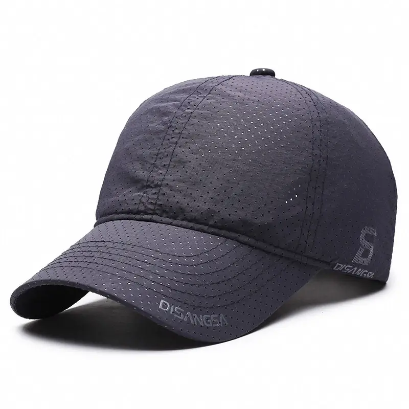 Beige Perforated Baseball Cap with Printed Logo - Image 2
