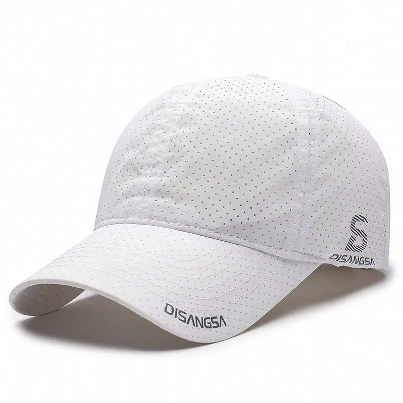 Beige Perforated Baseball Cap with Printed Logo - Image 3