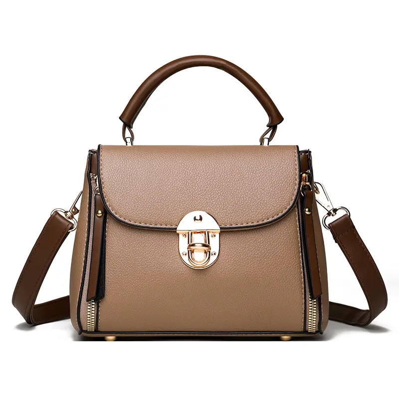 Women's Black PU Shoulder Bag with Gold Clasp - Image 8