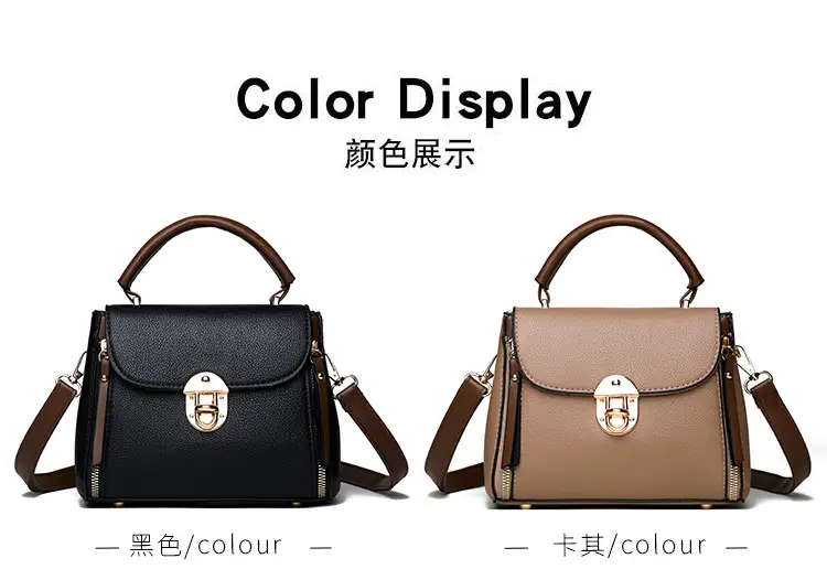Women's Black PU Shoulder Bag with Gold Clasp — feature 19