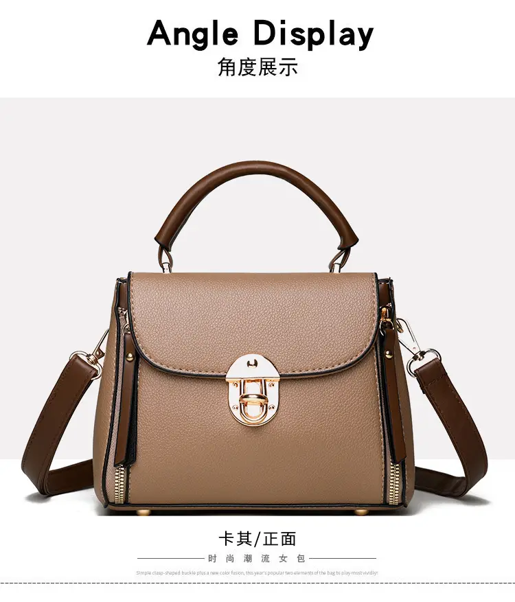 Women's Black PU Shoulder Bag with Gold Clasp — feature 20