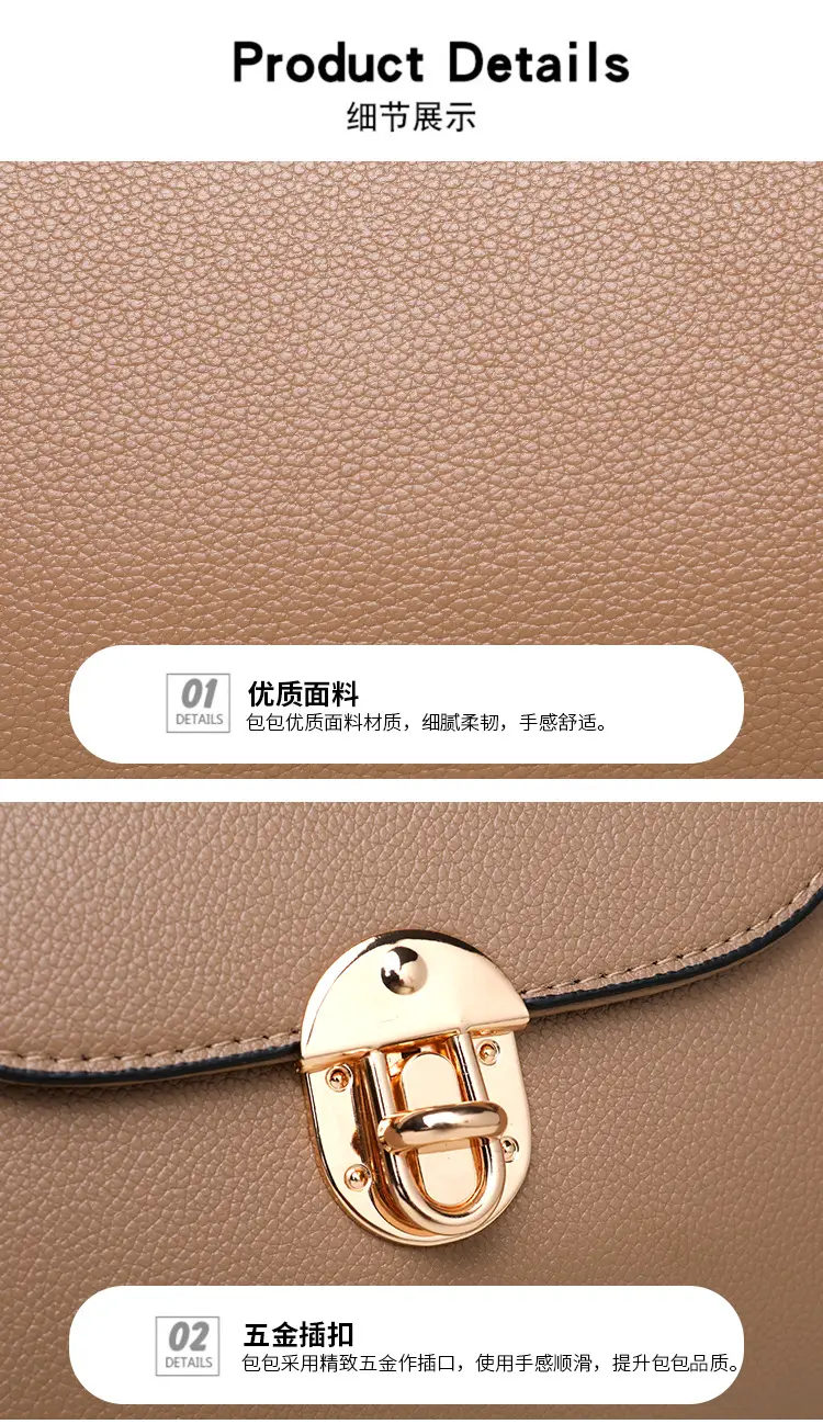 Women's Black PU Shoulder Bag with Gold Clasp — feature 23