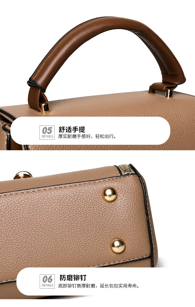 Women's Black PU Shoulder Bag with Gold Clasp — feature 25