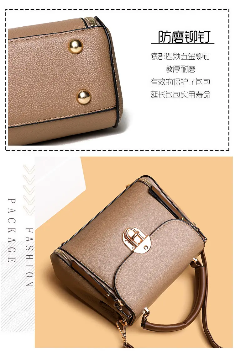 Women's Black PU Shoulder Bag with Gold Clasp — feature 9
