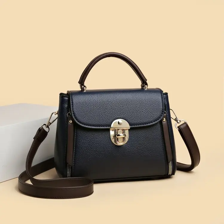 Women's Black PU Shoulder Bag with Gold Clasp - Image 3