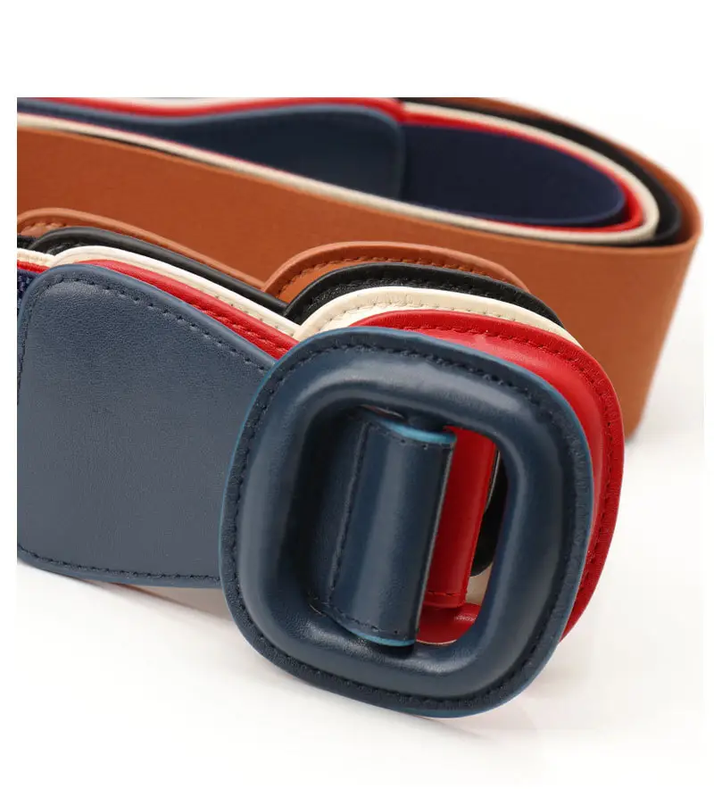 Women's Red Elastic Waist Belt with Buckle — feature 14