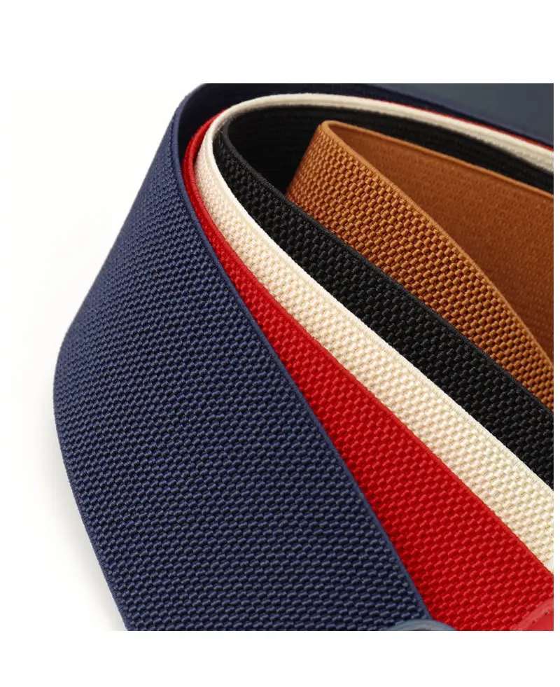 Women's Red Elastic Waist Belt with Buckle — feature 15