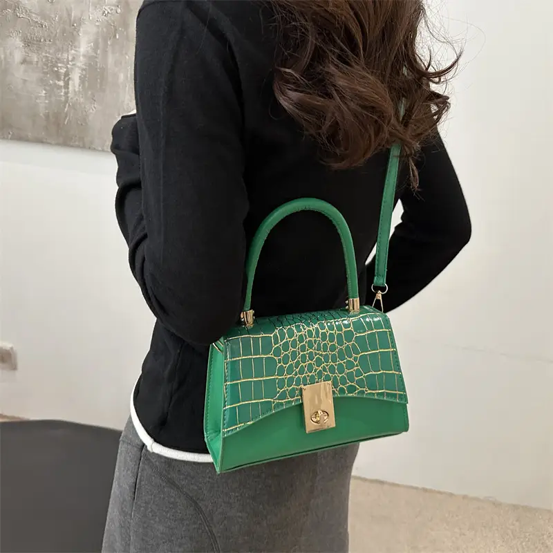 2025 Croc Leather Crossbody Bag Orange Brown - Image 7