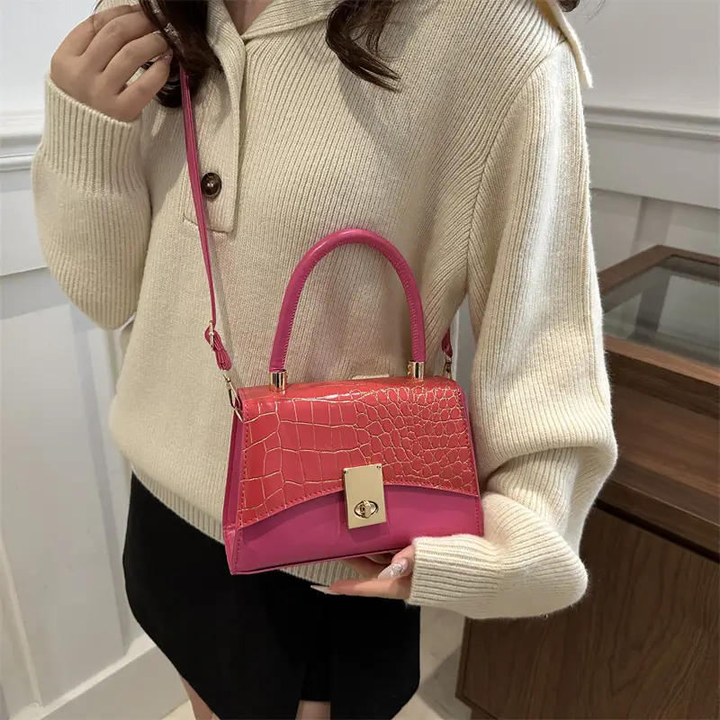 2025 Croc Leather Crossbody Bag Orange Brown - Image 8