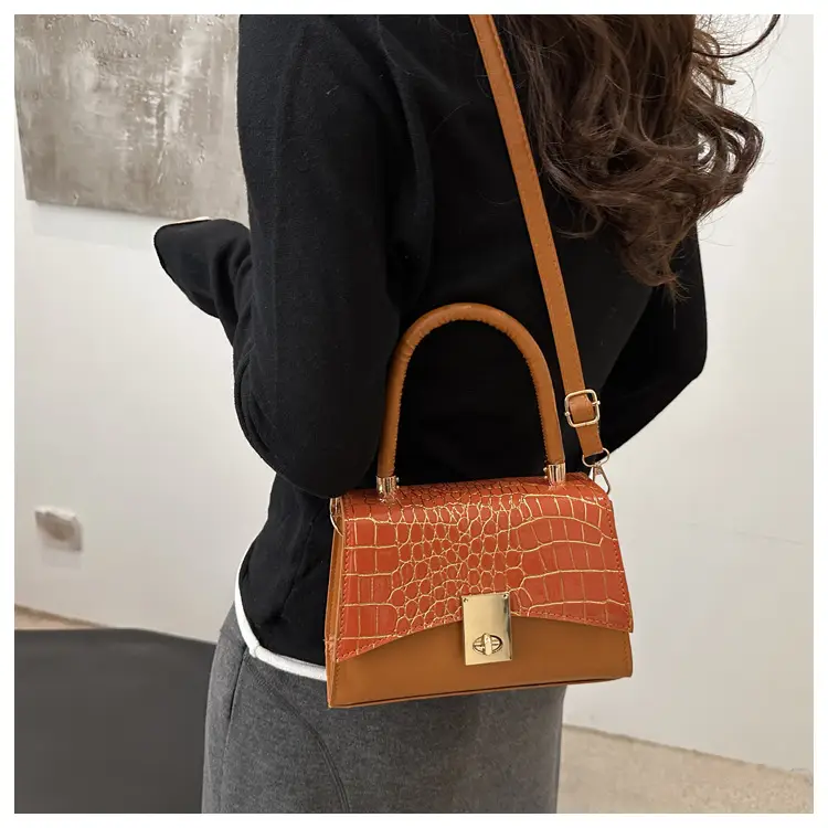 2025 Croc Leather Crossbody Bag Orange Brown — feature 11