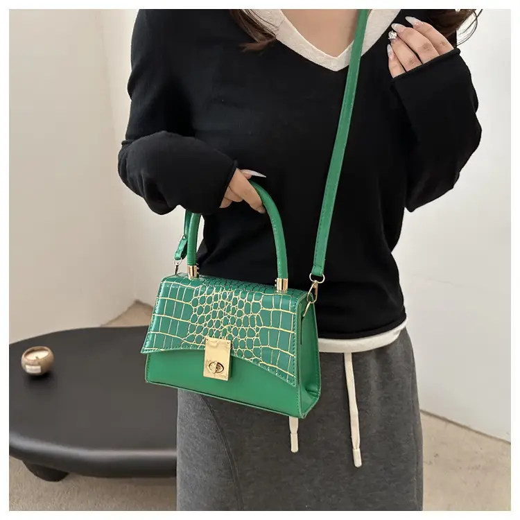 2025 Croc Leather Crossbody Bag Orange Brown — feature 13